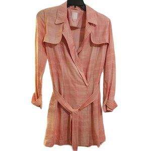 LC  Lauren Conrad Light pink plaid Trench Coat Jacket Size M